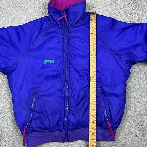 Vintage Columbia‎ Jacket Coat Thinsulate Pink Blue Reversible Women's Large - Picture 10 of 11